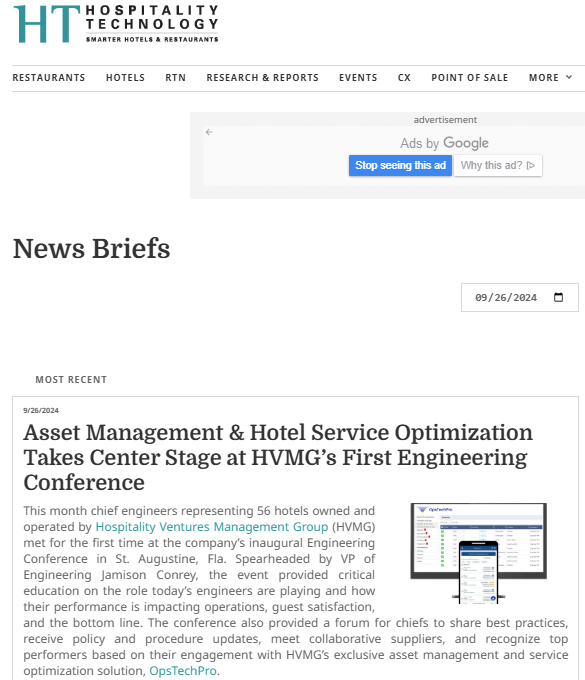 Asset Management & Hotel Service Optimization Takes Center Stage at HVMG’s First Engineering Conference