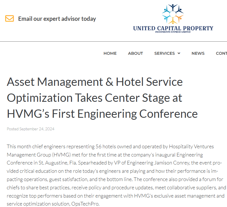 UCP Asset Management & Hotel Service Optimization Takes Center Stage at HVMG’s First Engineering Conference